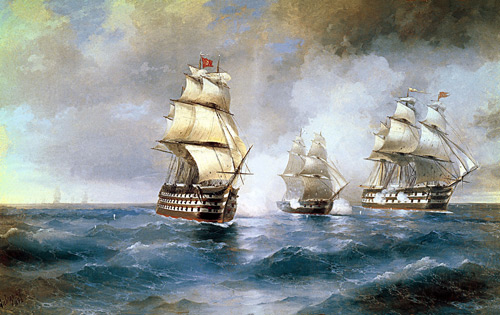 The Brig Mercury Attacked by two Turkish Ships 1892 | Oil Painting Reproduction