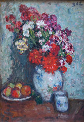Still Life of Fruit and Flowers in a Vase By Georges d'Espagnat
