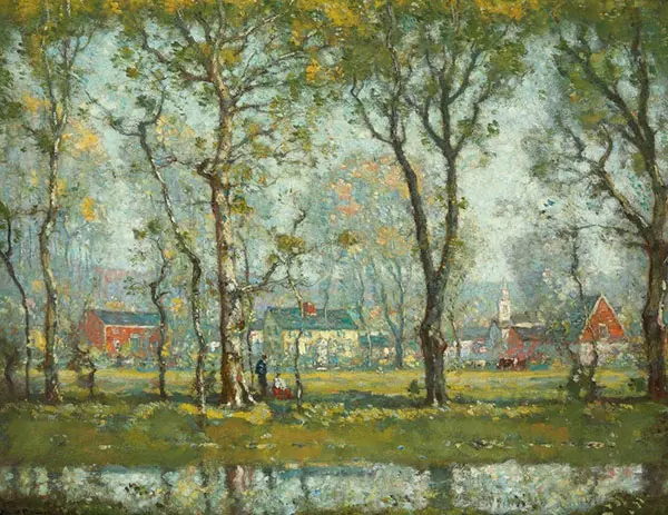New England Village By Henry Ward Ranger