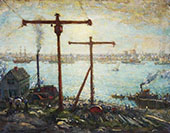 New London from The Groton Shipyard By Henry Ward Ranger