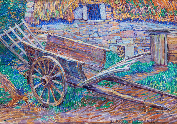 A Wheelbarrow in front of a Farm 1920 | Oil Painting Reproduction