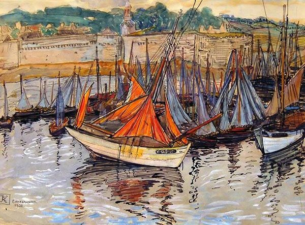 Concarneau Harbour 1920 by Jo Koster | Oil Painting Reproduction