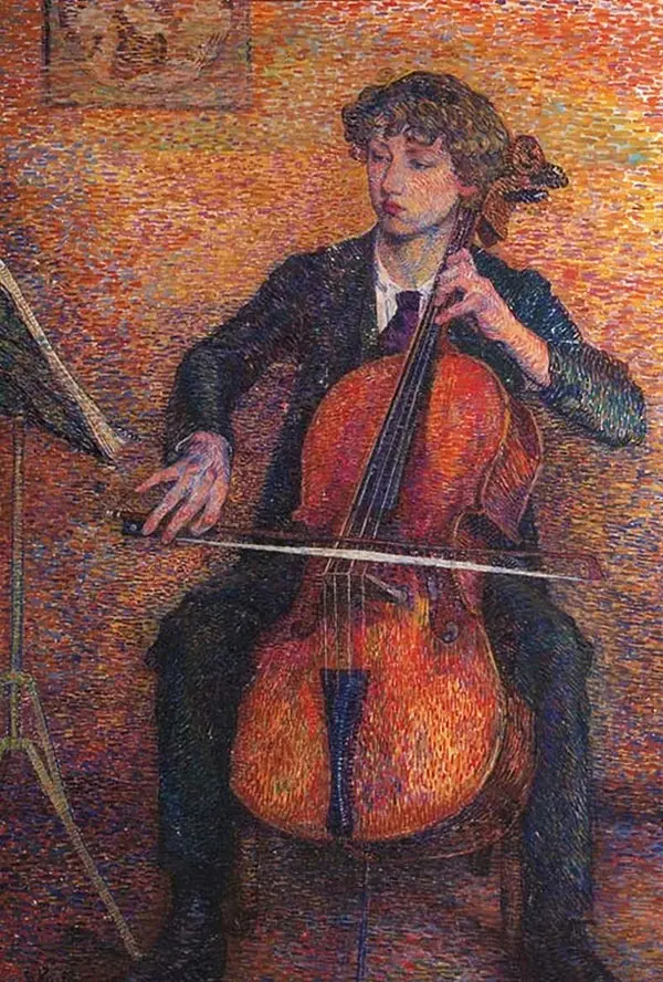 Young Man Playing a Cello By Jo Koster
