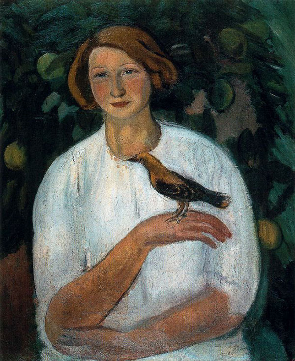 Girl with Oriole by Joaquim Sunyer | Oil Painting Reproduction