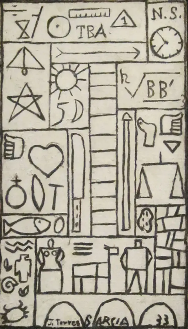 Constructivo en Blanco Y Negro 1933 By Joaquin Torres-Garcia
