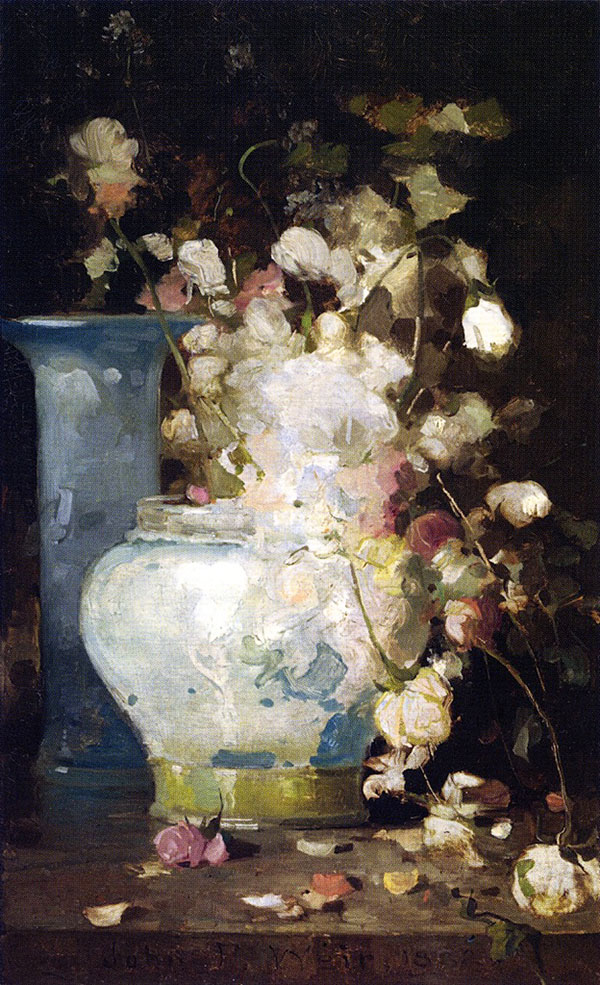 Roses and Lilacs by John Ferguson Weir | Oil Painting Reproduction
