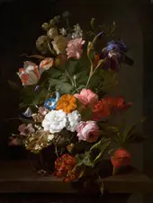 Still Life with Flowers and Cricket By Rachel Ruysch