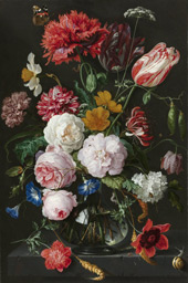 Still Life with Flowers in a Glass Vase 1650 By Jan Davidsz de Heem