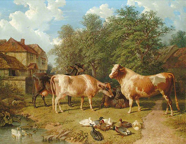 Cattle and Ducks by John Frederick Snr Herring | Oil Painting Reproduction