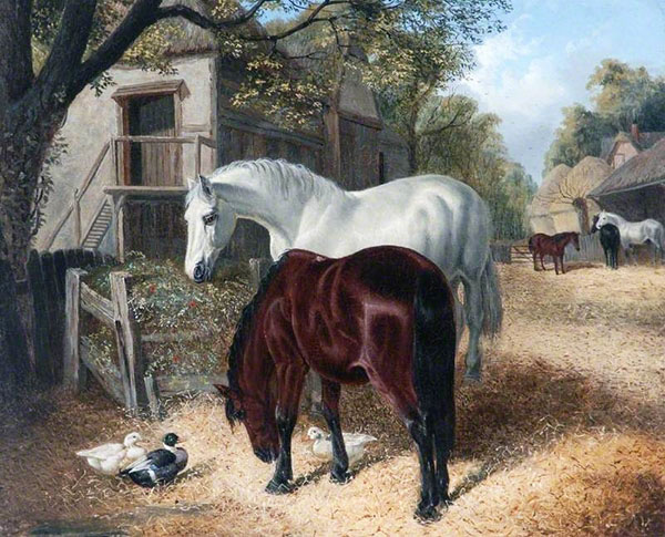 Farm Scene with Horses | Oil Painting Reproduction