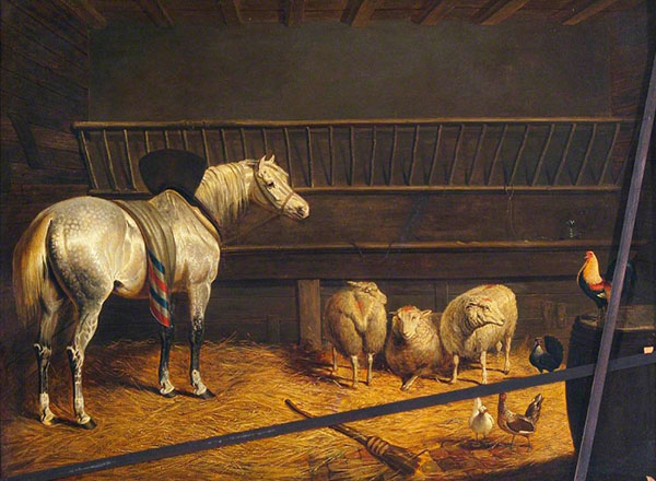 Grey Horse in a Stable | Oil Painting Reproduction