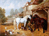 Horses in a Farmyard By John Frederick Snr Herring