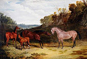 Horses in a Landscape By John Frederick Snr Herring