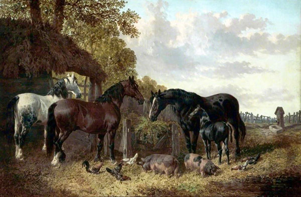 Horses Pigs and Poultry | Oil Painting Reproduction