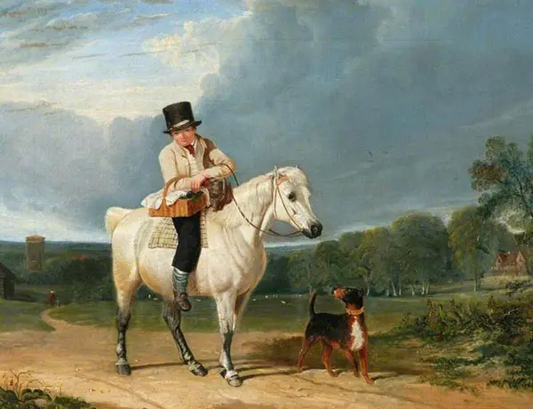 Man on a Grey Pony By John Frederick Snr Herring