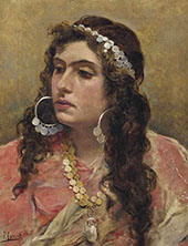 A Gypsy Lady Head and Shoulders By Juan Joaquin Agrasot