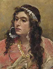 A Gypsy Lady Head and Shoulders By Juan Joaquin Agrasot