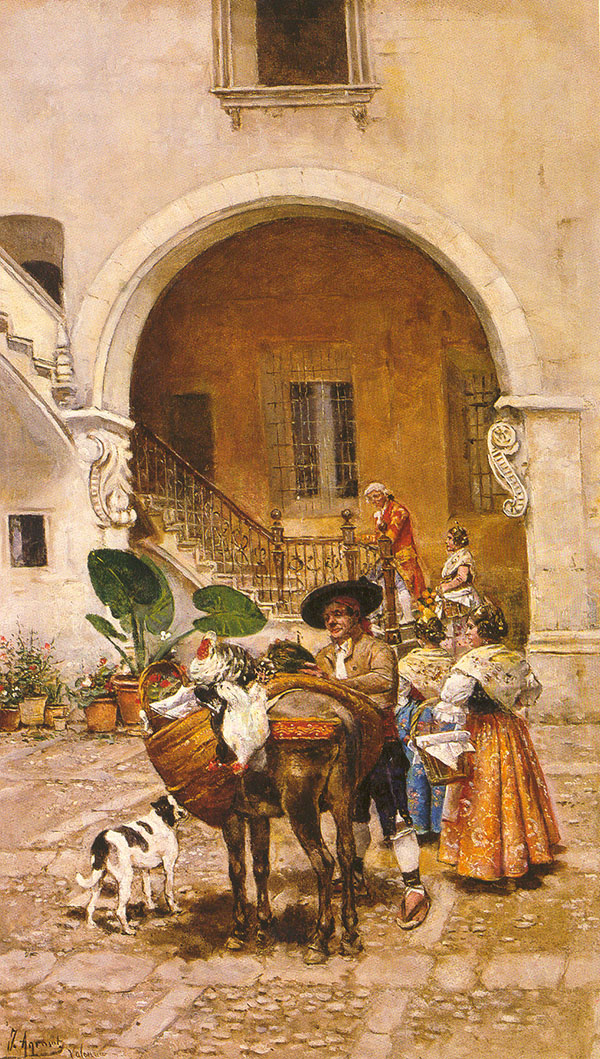 Bird Seller 1910 by Juan Joaquin Agrasot | Oil Painting Reproduction