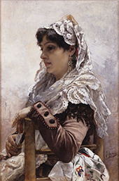 Portrait of Valencian Woman 1880 By Juan Joaquin Agrasot