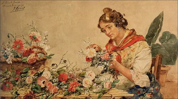 Valenciana Cutting Flowers By Juan Joaquin Agrasot