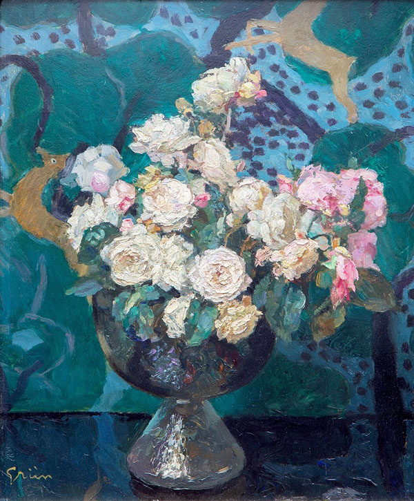 A Still Life with White and Pink in a Glass Vase | Oil Painting Reproduction