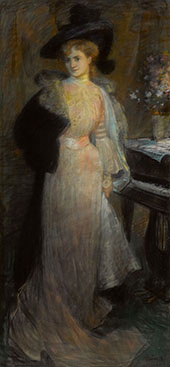 Portrait of an Elegant Lady By Jules Alexandre Grun