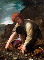 The Young David Gathering Stones for his Slingshot By Domenico Fetti
