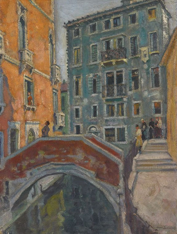 Venetian Canal Scene by Arnold Lakhovsky | Oil Painting Reproduction