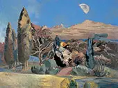 Landscape of The Moons First Quarter By Paul Nash