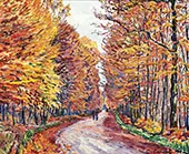 Georgenborn la route de Wiesbaden en foret Automne By Gustave Cariot