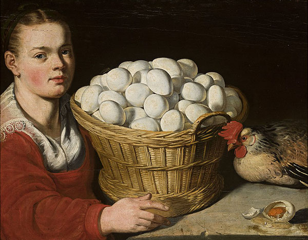 Girl with a Basket of Eggs | Oil Painting Reproduction