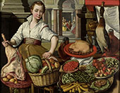 Kitchen Scene with Jesus in The House of Martha and Mary in The Background By Joachim Beuckelaer
