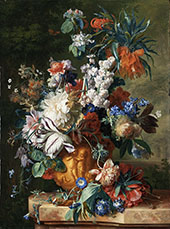 Bouquet of Flowers in an Urn 1724 By Jan Van Huysum
