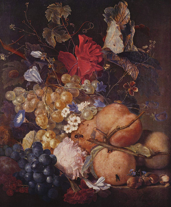 Flowers Fruits and Insects by Jan Van Huysum | Oil Painting Reproduction