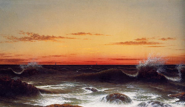 Seascape Sunset by Martin Johnson Heade | Oil Painting Reproduction