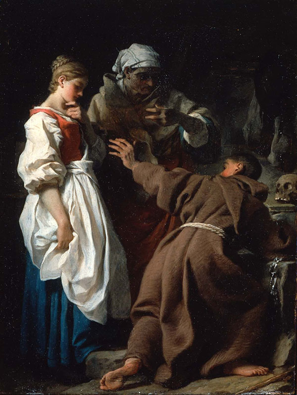 Brother Luce The Hermit with The Widow and her Daughter c1745 | Oil Painting Reproduction
