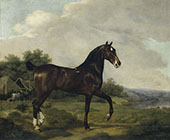 A Dark Bay Hunter in an Extensive Landscape Horses and Cattle Beyond By Jacques-Laurent Agasse