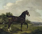 A Dark Bay Hunter in an Extensive Landscape Horses and Cattle Beyond By Jacques-Laurent Agasse