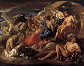 Helios and Phaeton with Saturn and the Four Seasons 1635 By Nicolas Poussin