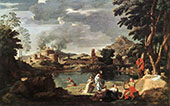 Landscape with Orpheus and Euridice By Nicolas Poussin