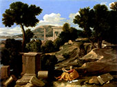 Landscape with Saint Jean at Patmos 1630 By Nicolas Poussin