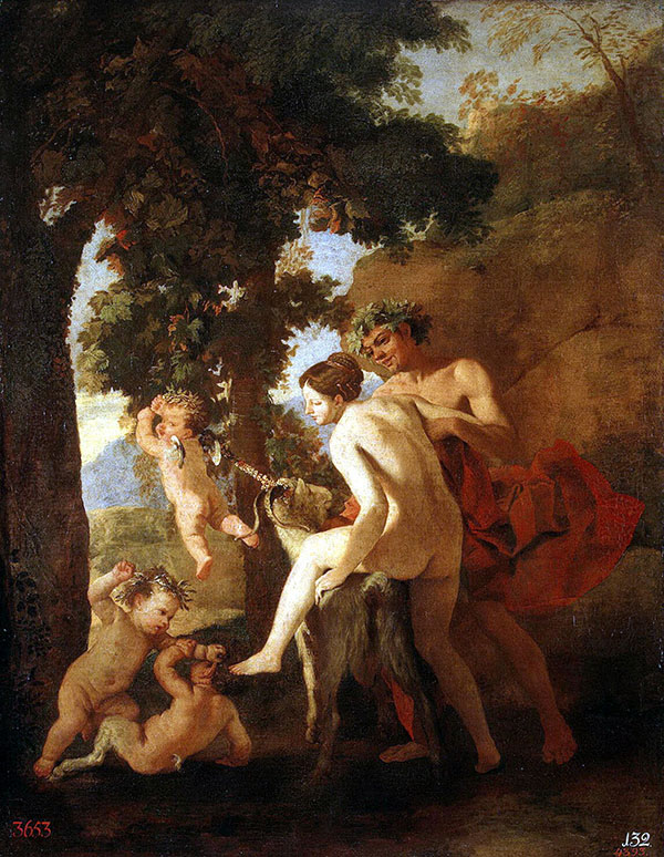 Venus a Faun and Putti 1630 by Nicolas Poussin | Oil Painting Reproduction
