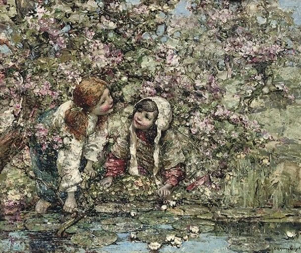 Beside The Lily by Edward Atkinson Hornel | Oil Painting Reproduction