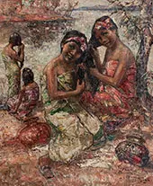 Burmese Girls Washing by The River By Edward Atkinson Hornel