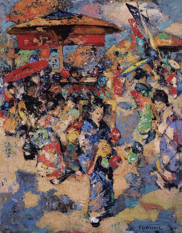 Carnival Day Japan by Edward Atkinson Hornel | Oil Painting Reproduction