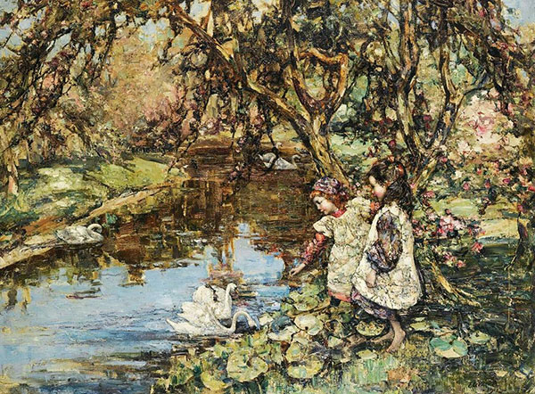 Feeding The Swans 1912 | Oil Painting Reproduction