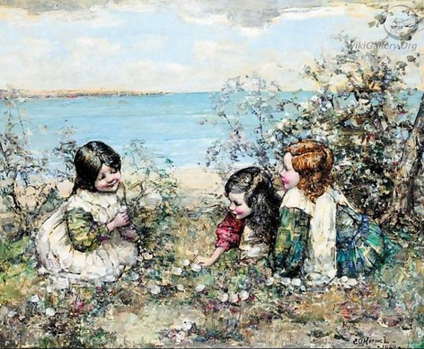 Gathering Flowers by Edward Atkinson Hornel | Oil Painting Reproduction