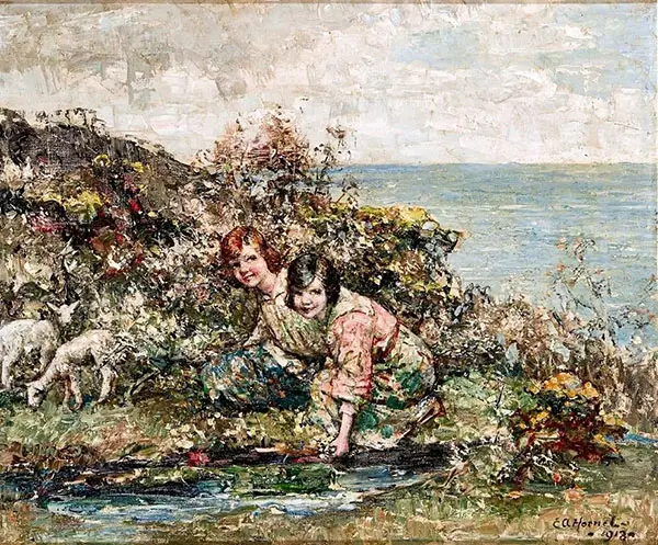 Gathering Wild Flowers By Edward Atkinson Hornel