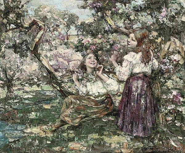 Girls Among The Blossoms | Oil Painting Reproduction