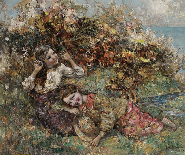 Girls Picking Wild Flowers | Oil Painting Reproduction